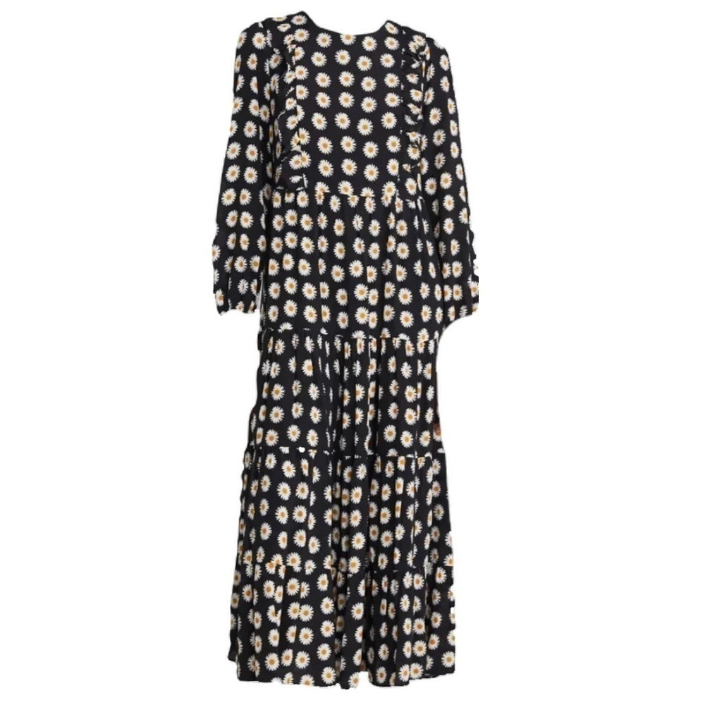 Zara Daisy Ruffled Tiered Long Sleeve Maxi Dress Womens size Small - Picture 2 of 8